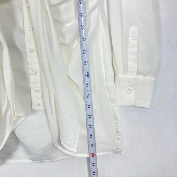 Choosy Crosby St White Plunging V Neck Tie Front Shirt Dress 0 - Picture 10 of 15